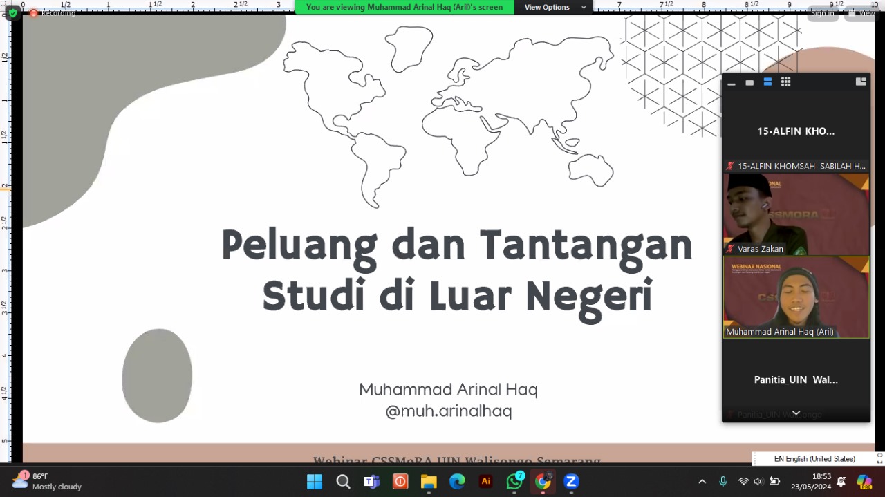 Webinar Nasional CSSMoRA UIN Walisongo: Menggapai Mimpi, Menerobos Batas Dunia dalam Menuntut Ilmu di Luar Negeri
